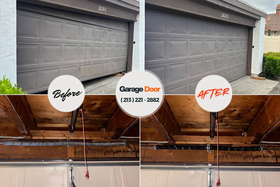 Before and after: garage door repair De Kalb, TX